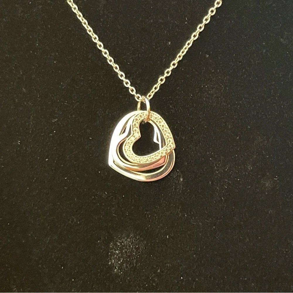 18” 925 Sterling Silver Triple Heart Silver-Tone 30th Birthday Pendant Necklace